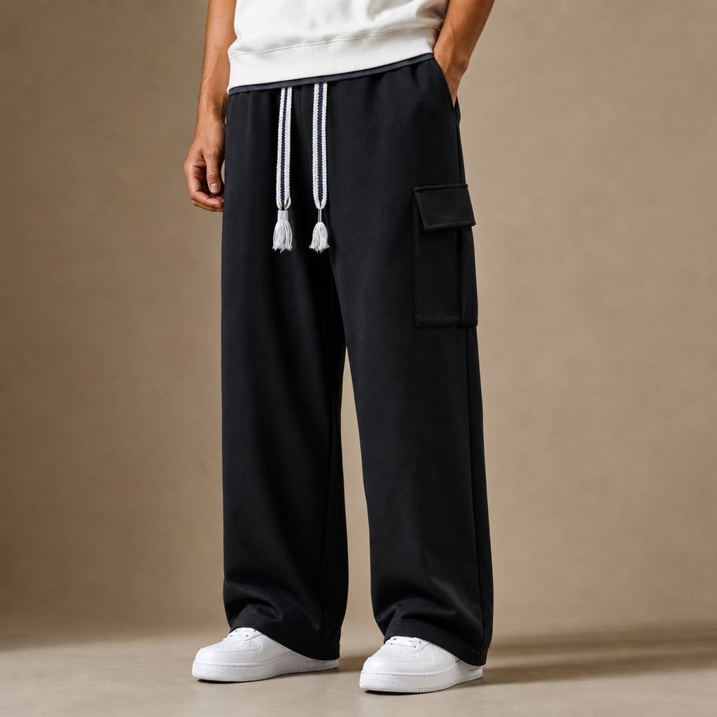 Cargo Pants Relaxed Fit Fleece Black – Product Photo