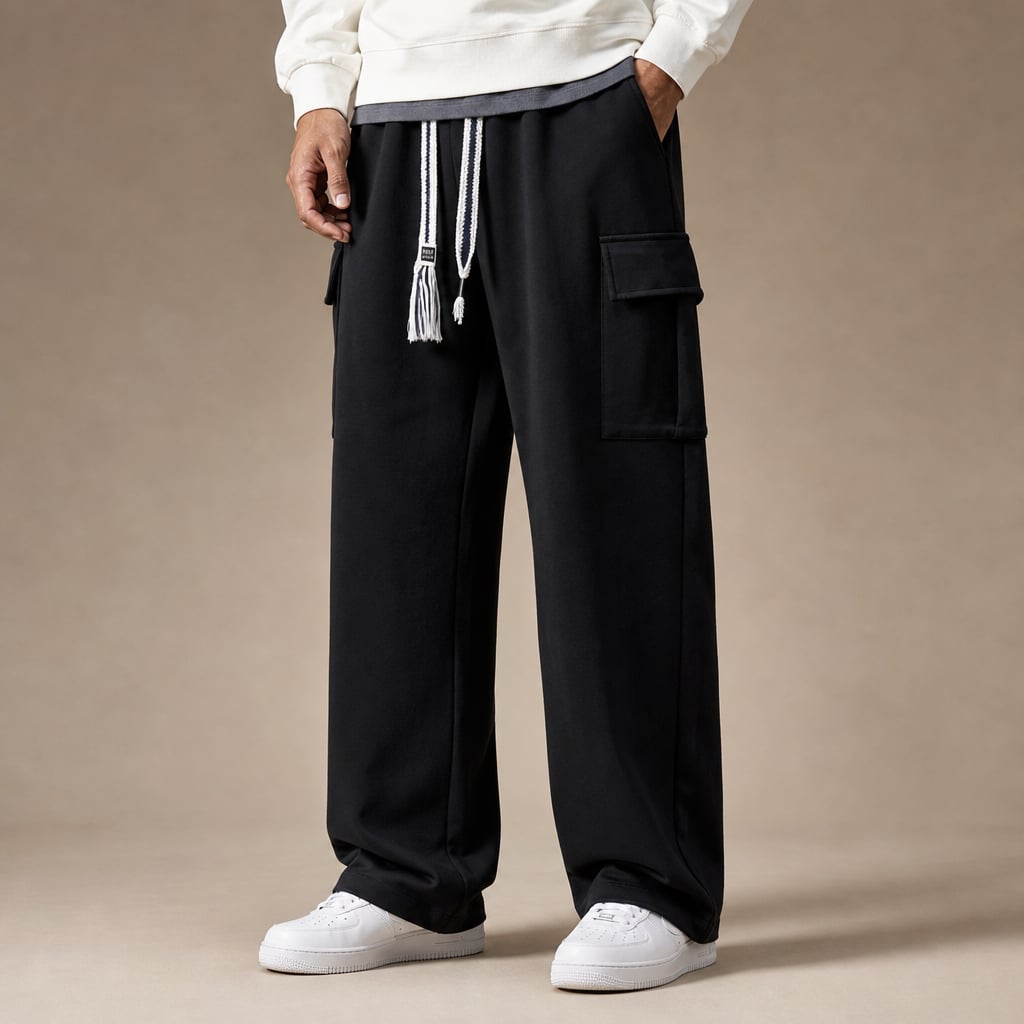 Cargo Pants Relaxed Fit Fleece in Black – Tarlano Premium Menswear