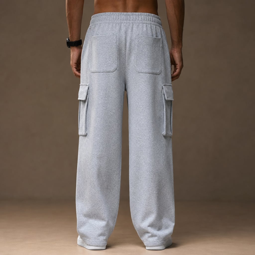 Cargo Pants Relaxed Fit Fleece Gray – Full Look
