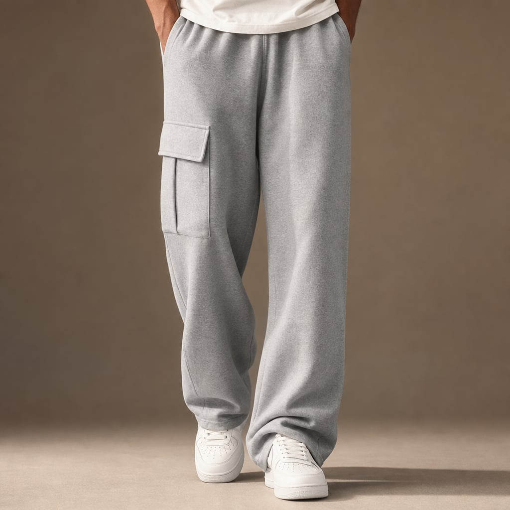 Cargo Pants Relaxed Fit Fleece Gray – Product Photo
