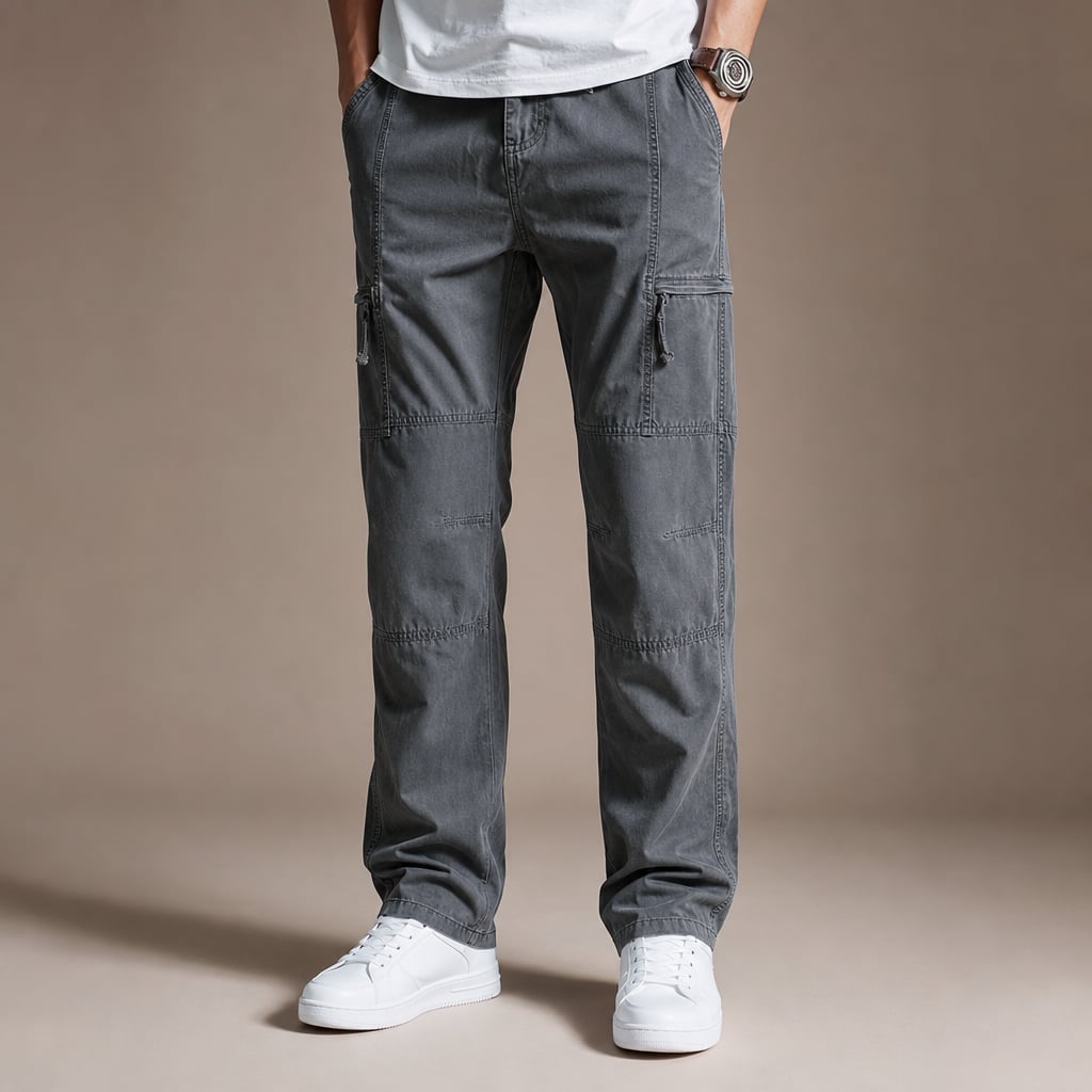 Cargo Pants Relaxed Fit Elastic Waist in Army Gray – Tarlano Premium Menswear