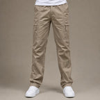 Cargo Pants Relaxed Fit Elastic Waist Khaki – Product Photo