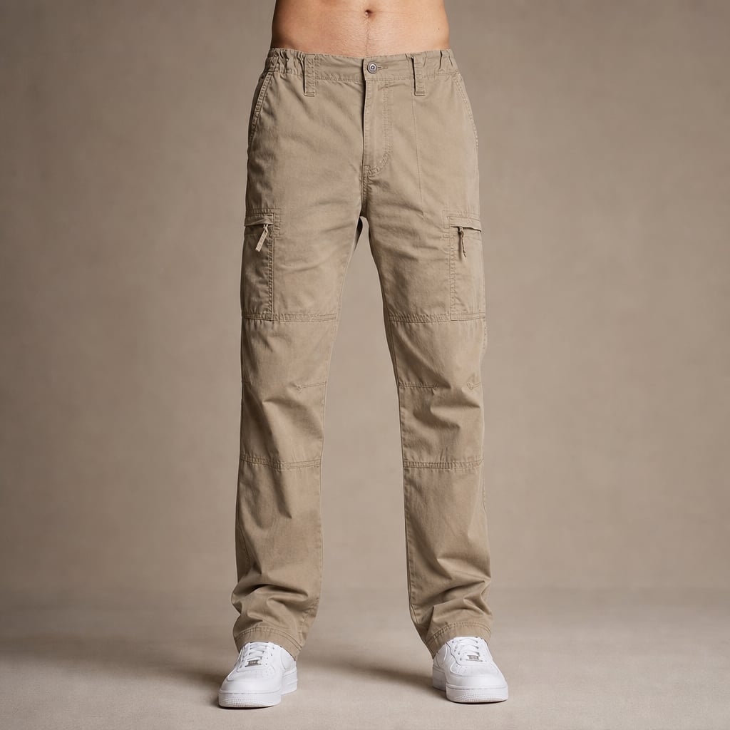 Cargo Pants Relaxed Fit Elastic Waist in Khaki – Tarlano Premium Menswear