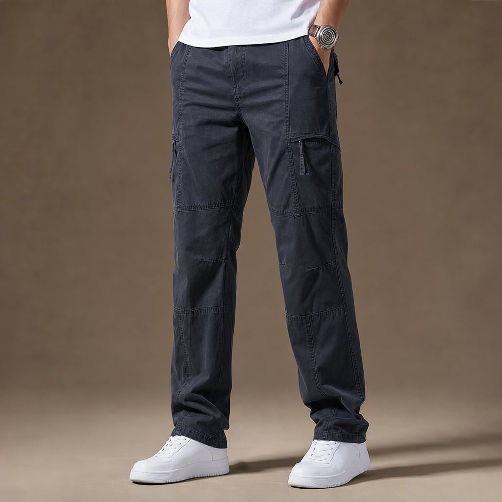 Cargo Pants Relaxed Fit Elastic Waist in Navy – Tarlano Premium Menswear