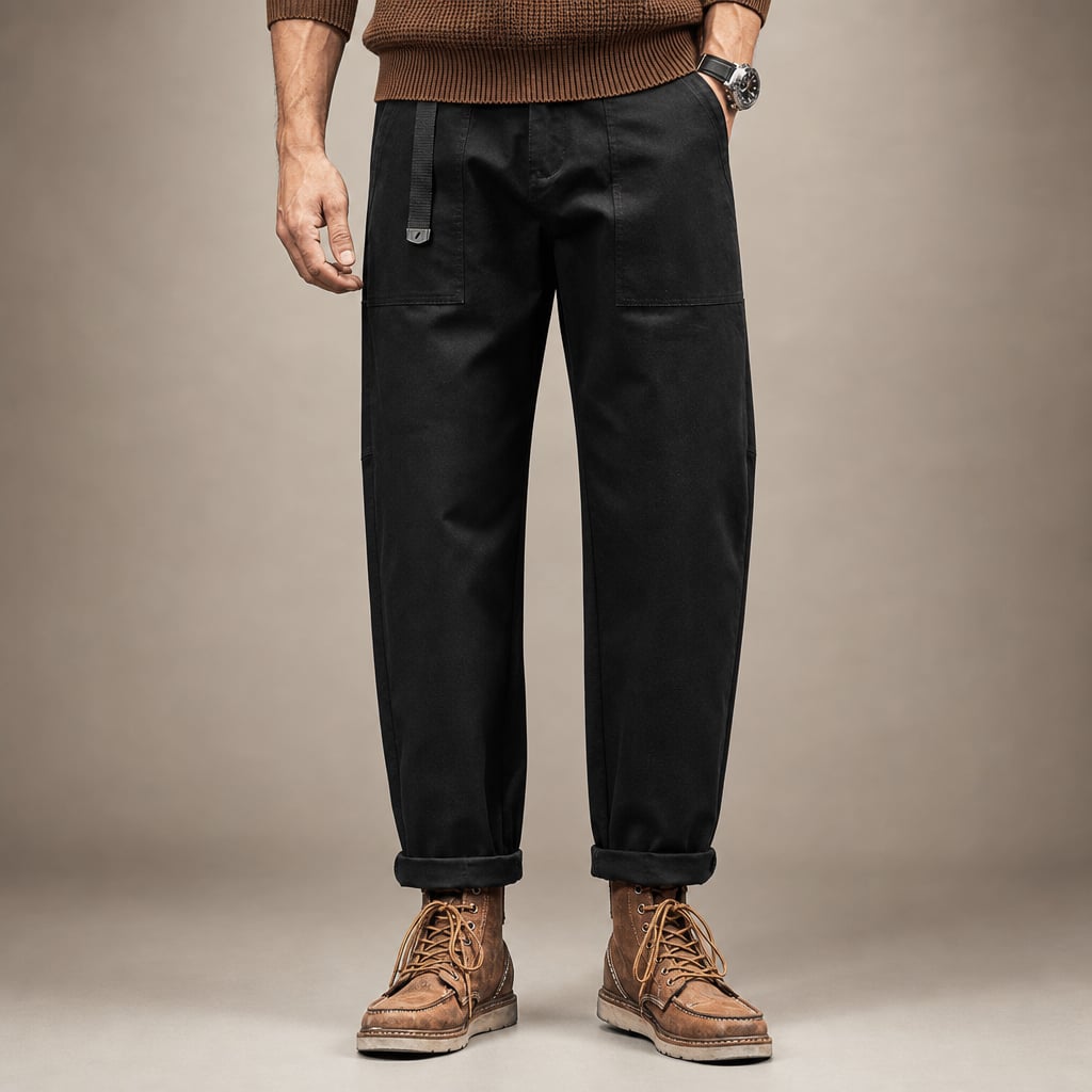 Cargo Pants Cotton Relaxed Fit Black – Product Photo