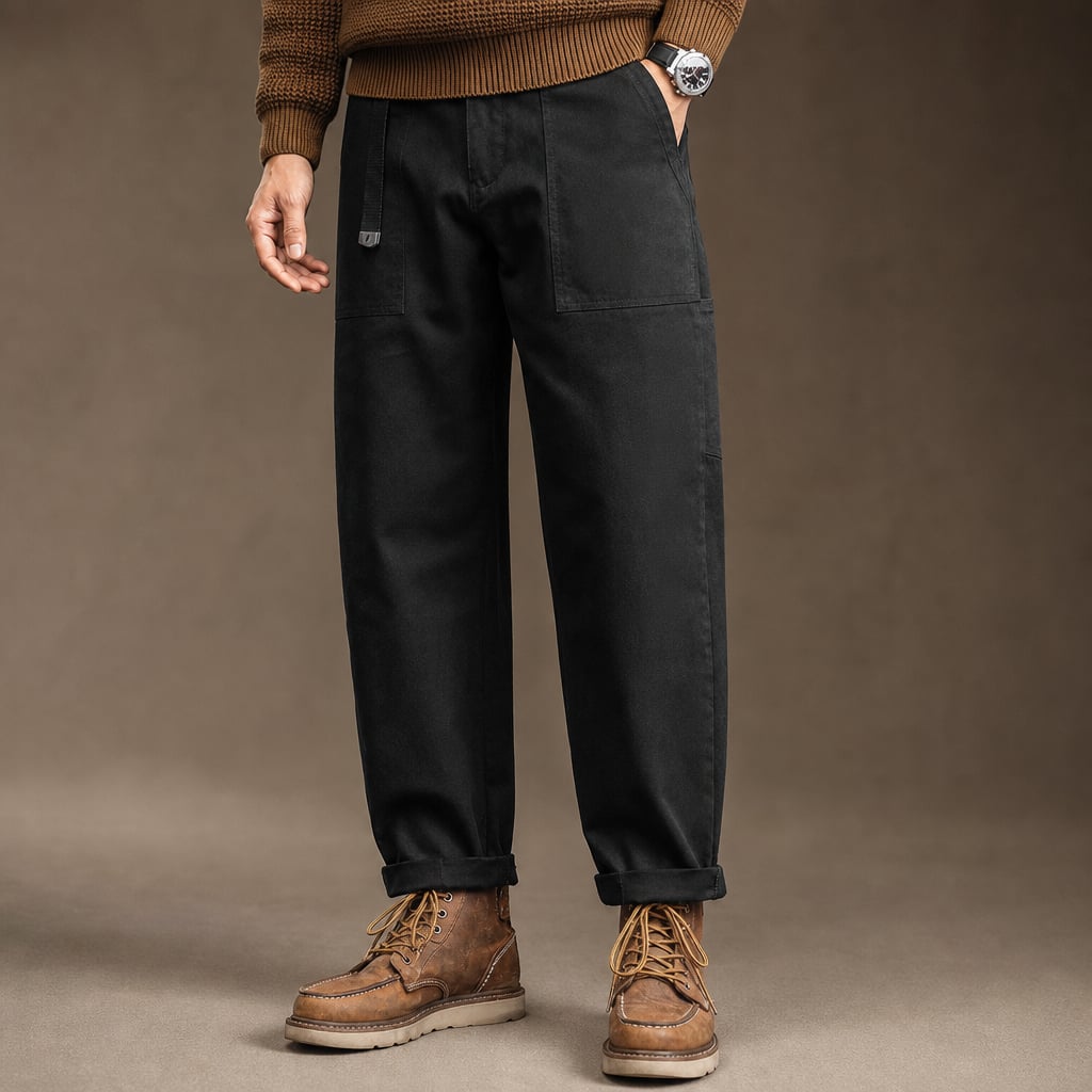 Cargo Pants Cotton Relaxed Fit in Black – Tarlano Premium Menswear