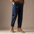 Cargo Pants Cotton Relaxed Fit Navy Blue – Side Angle View