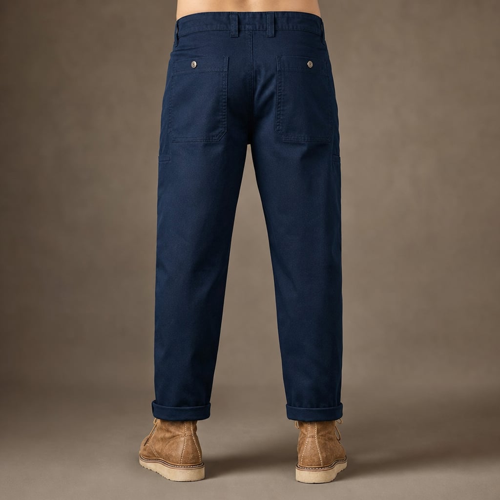 Cargo Pants Cotton Relaxed Fit Navy Blue – Full Look