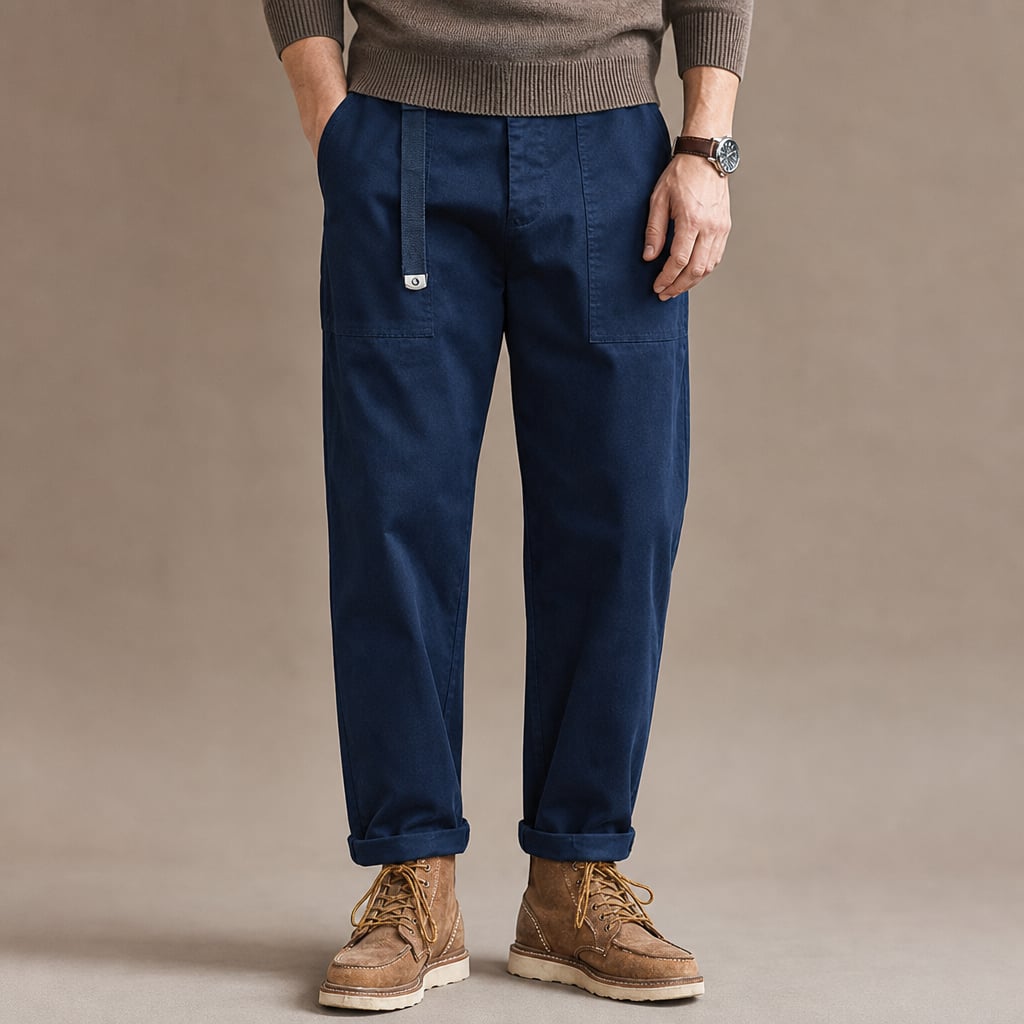 Cargo Pants Cotton Relaxed Fit in Navy Blue – Tarlano Premium Menswear