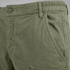 Cargo Pants Relaxed Fit Cotton Blend Army Green – Fabric and Detail Close-Up