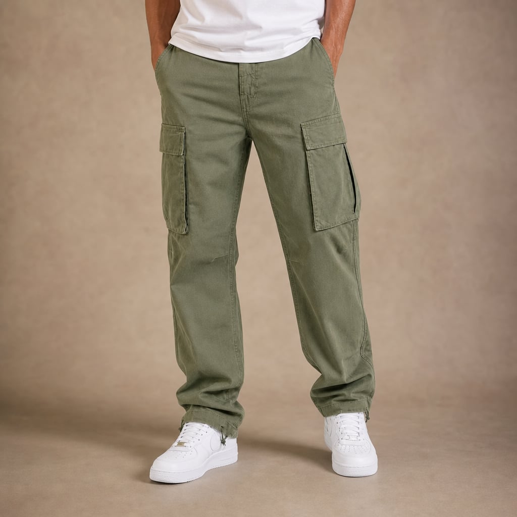 Cargo Pants Relaxed Fit Cotton Blend in Army Green – Tarlano Premium Menswear
