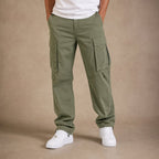 Cargo Pants Relaxed Fit Cotton Blend in Army Green – Tarlano Premium Menswear
