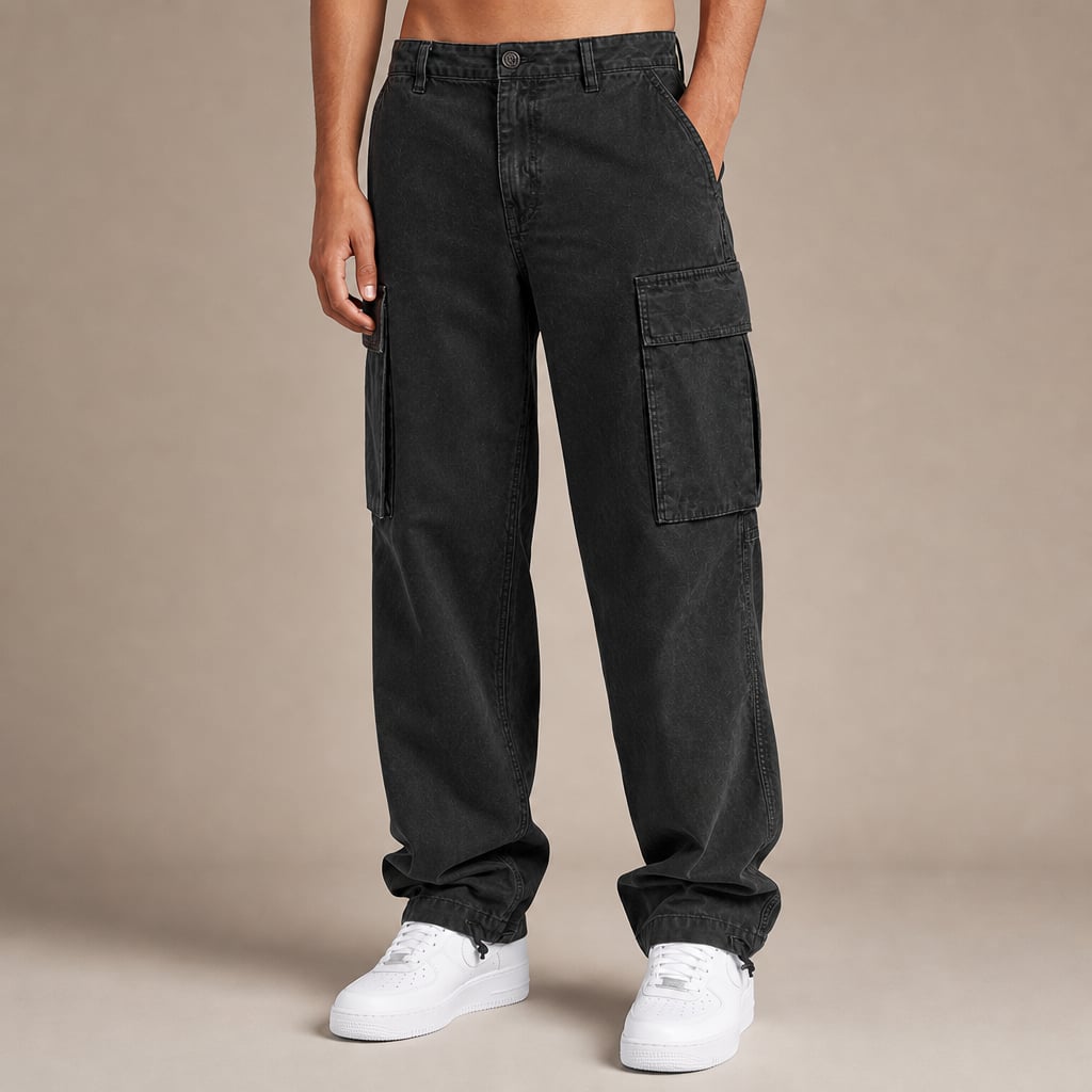 Cargo Pants Relaxed Fit Cotton Blend in Black – Tarlano Premium Menswear