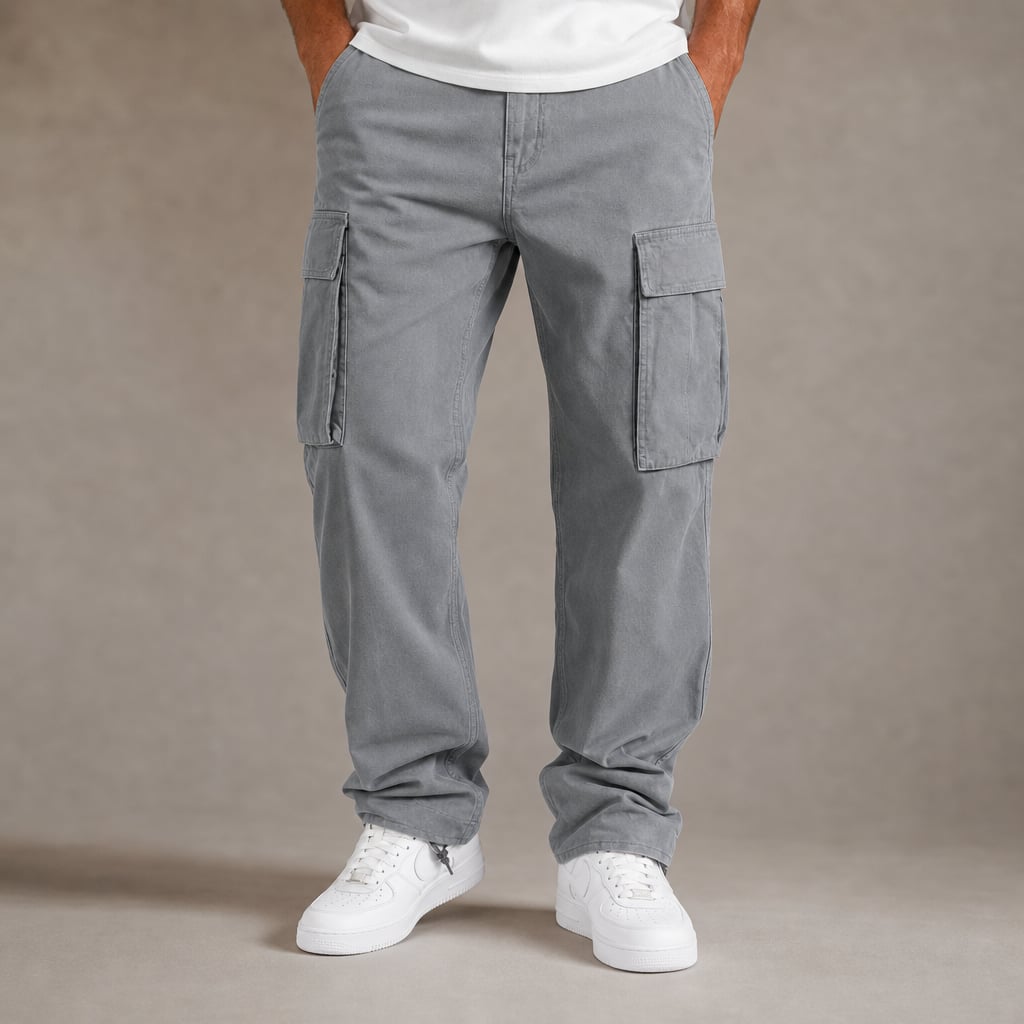 Cargo Pants Relaxed Fit Cotton Blend Gray – Product Photo
