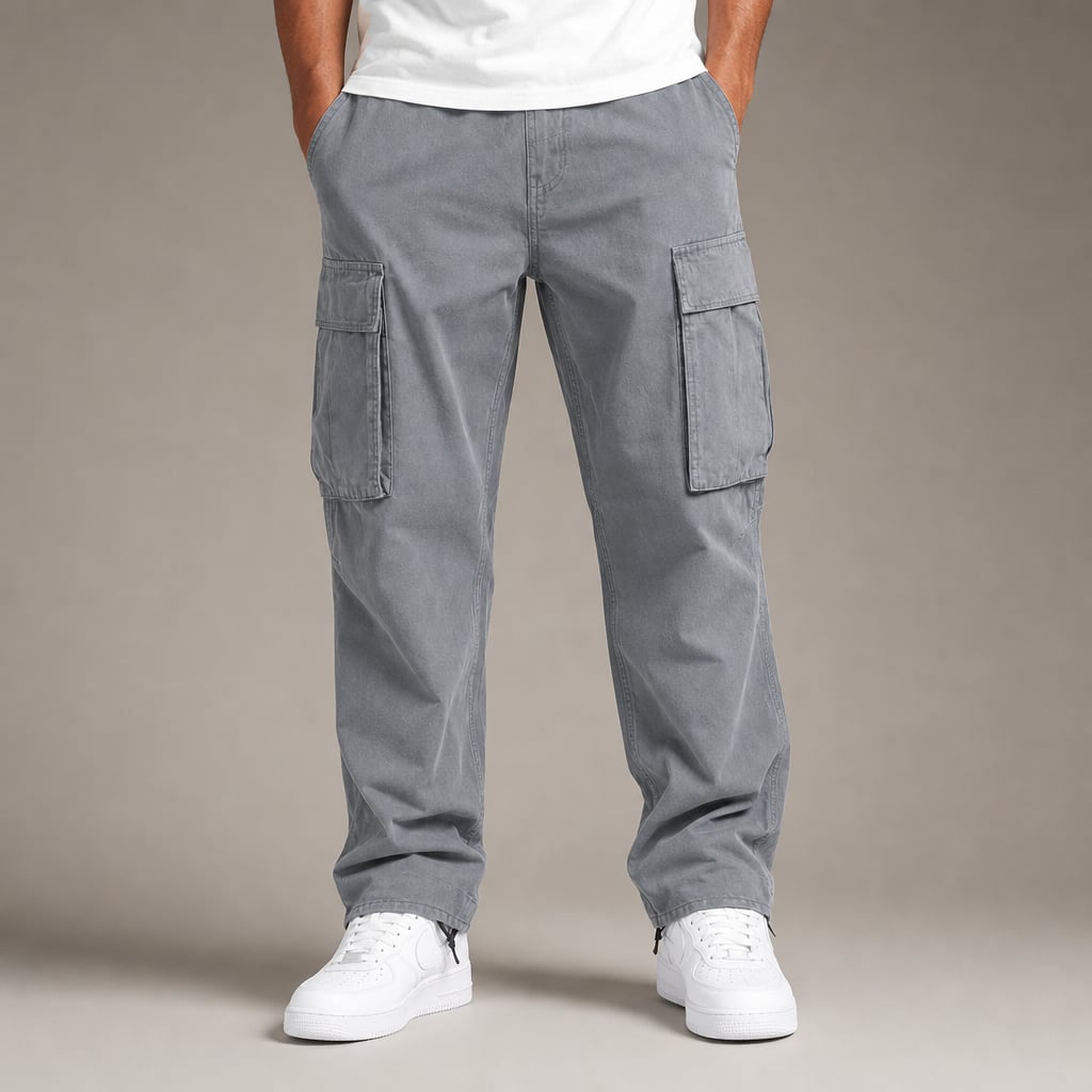 Cargo Pants Relaxed Fit Cotton Blend in Gray – Tarlano Premium Menswear