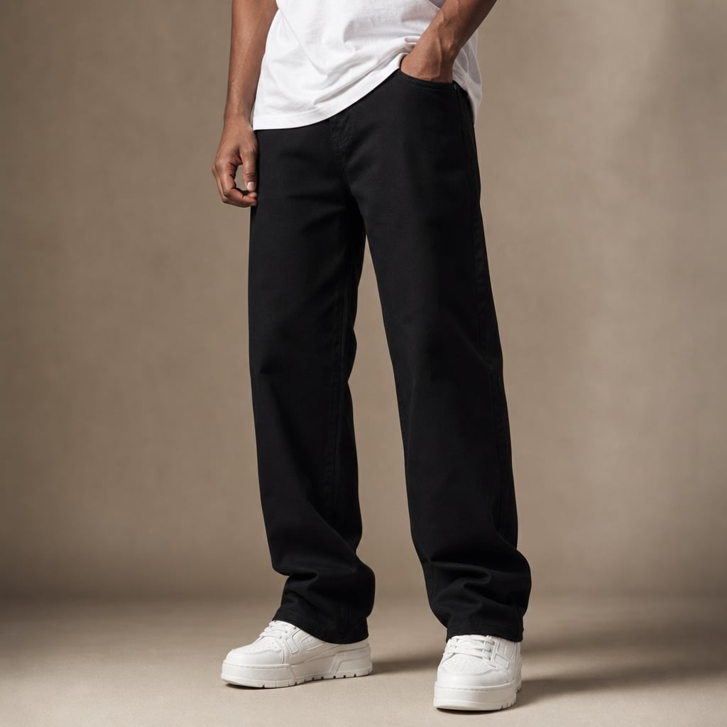 Cargo Jeans Straight Leg Regular Fit Black – Product Photo