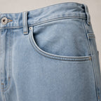 Cargo Jeans Straight Leg Regular Fit Light Blue – Fabric and Detail Close-Up