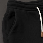 Jogging Pants Slim Tapered Cuff Drawstring Black – Fabric and Detail Close-Up