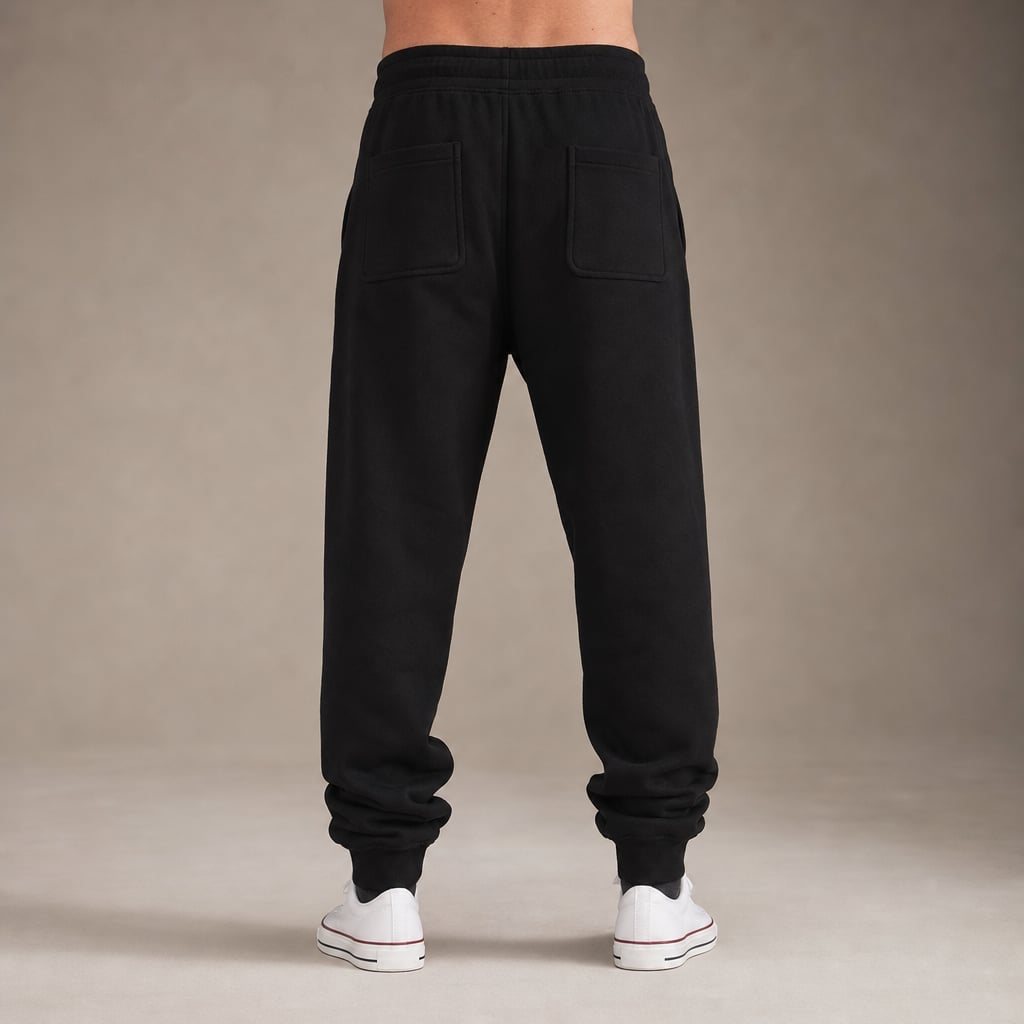 Jogging Pants Slim Tapered Cuff Drawstring Black – Full Look