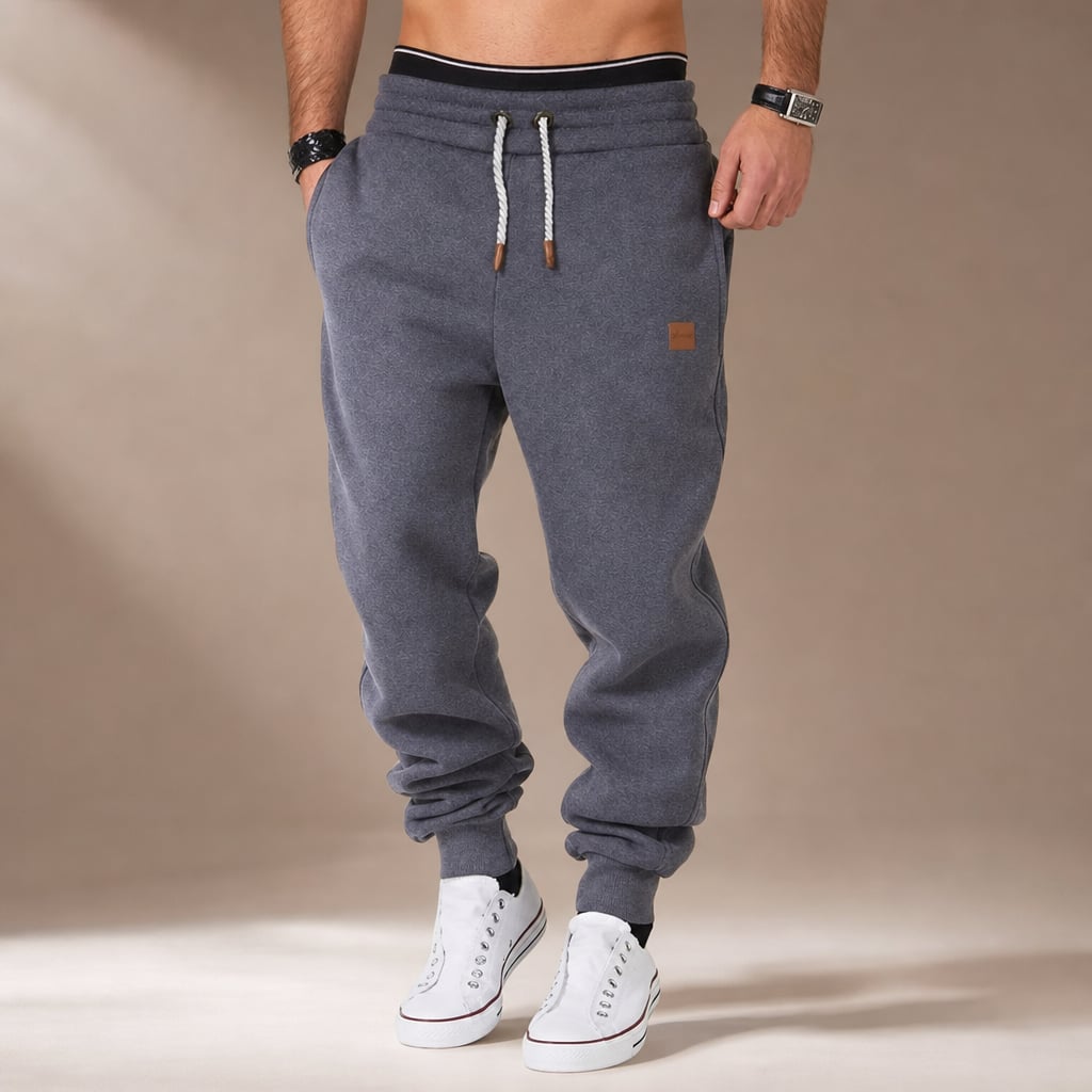 Jogging Pants Slim Tapered Cuff Drawstring Dark Gray – Product Photo