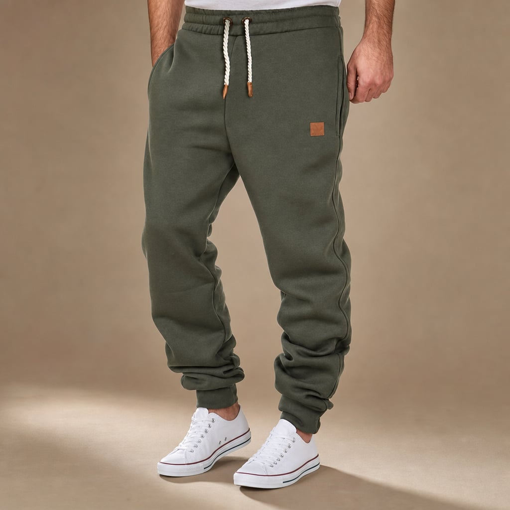 Jogging Pants Slim Tapered Cuff Drawstring Green – Product Photo