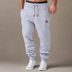 Jogging Pants Slim Tapered Cuff Drawstring Light Gray – Product Photo