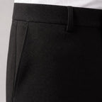 Wide Leg Trousers High Waist Relaxed Fit Black – Fabric and Detail Close-Up