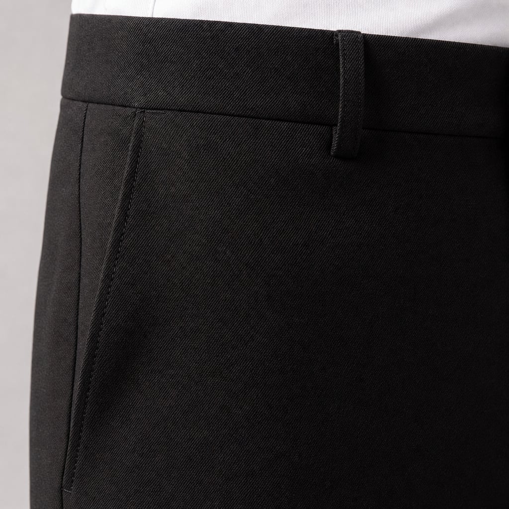 Wide Leg Trousers High Waist Relaxed Fit Black – Fabric and Detail Close-Up