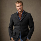 Blazer Herringbone Tweed Single Breasted Dark Gray Dark Grey – Product Photo