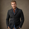 Blazer Herringbone Tweed Single Breasted Dark Gray Dark Grey – Product Photo