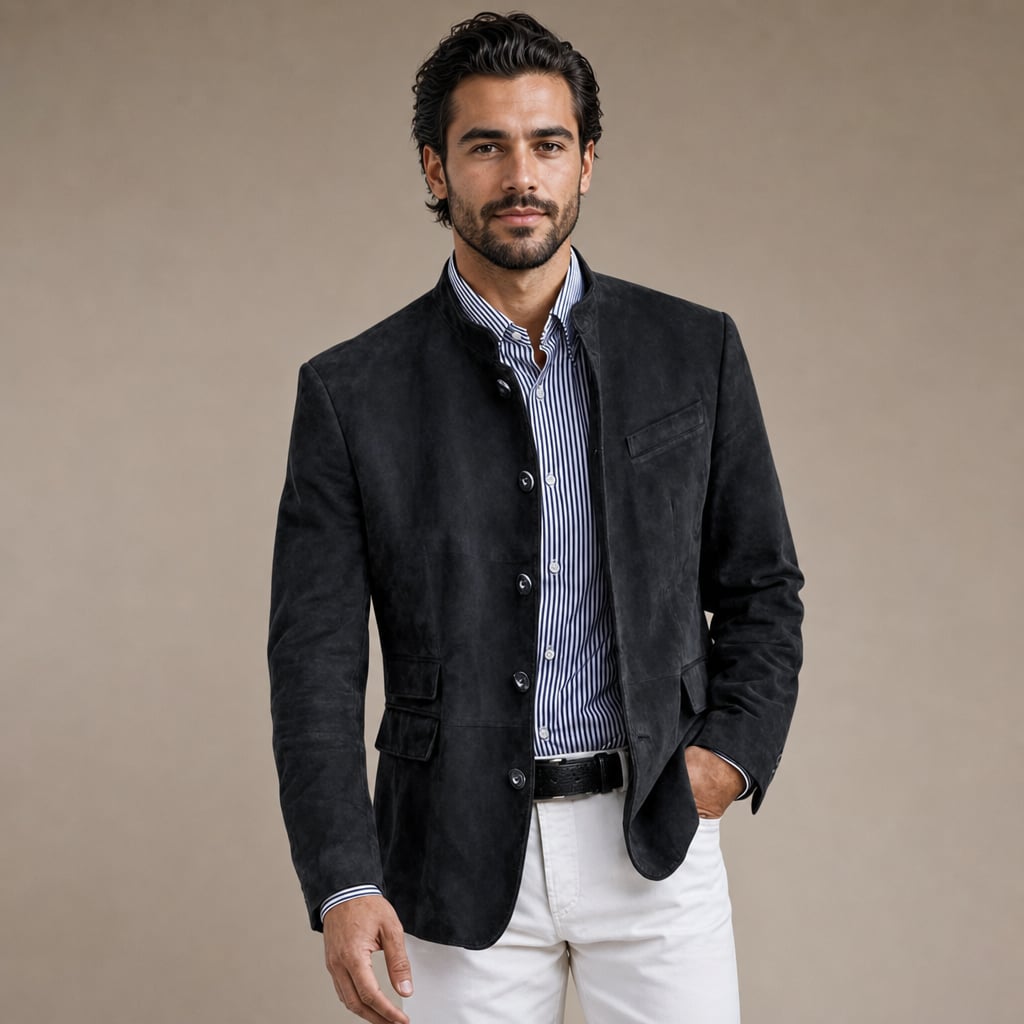 Suede Blazer Single Breasted Relaxed Fit Black – Product Photo