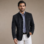 Suede Blazer Single Breasted Relaxed Fit Black – Product Photo