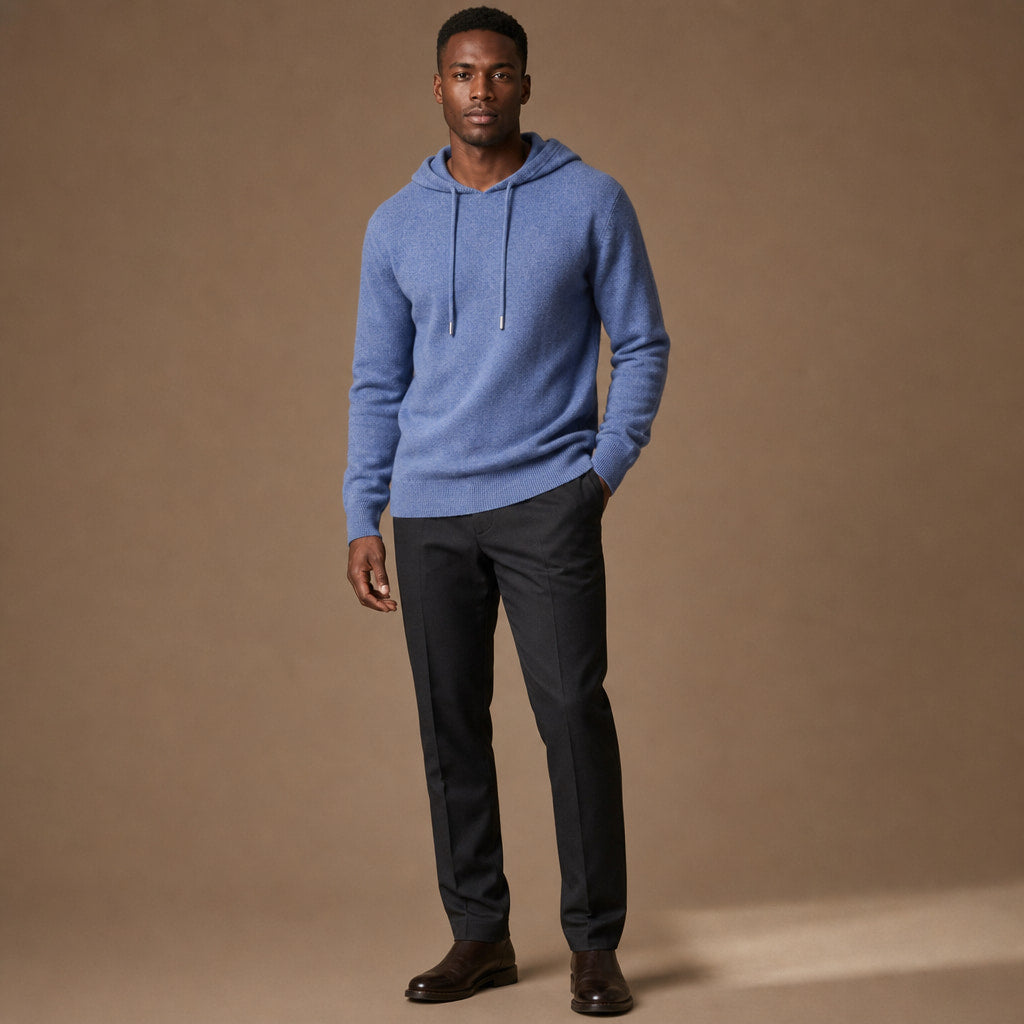 Ashcroft Merino Hoodie Blue – Full Look