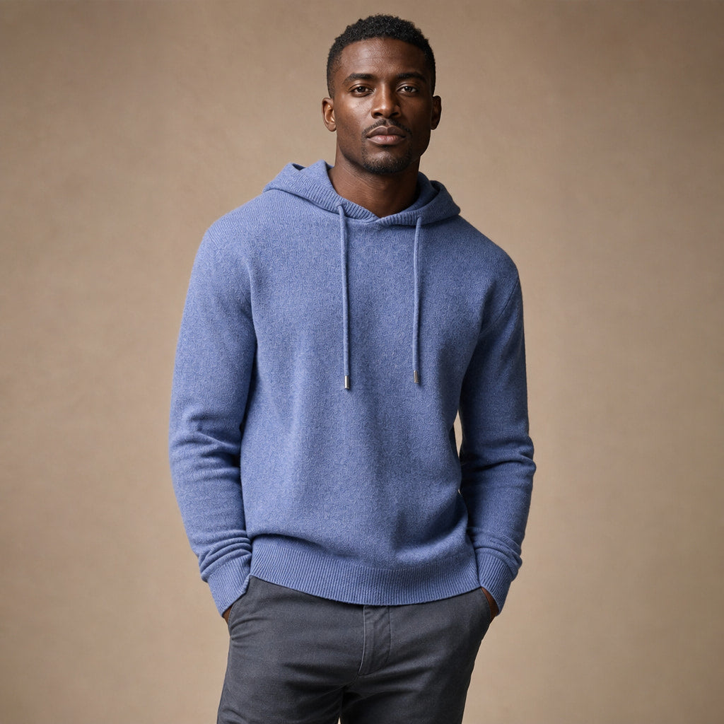 Ashcroft Merino Hoodie Blue – Product Photo