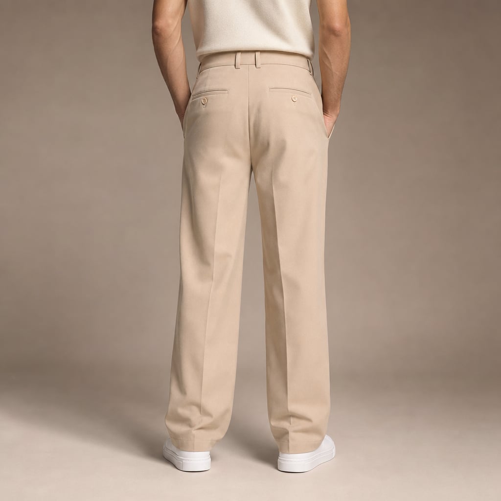 High Waisted Pants Straight Leg Tailored Beige – Full Look