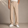 High Waisted Pants Straight Leg Tailored Beige – Product Photo