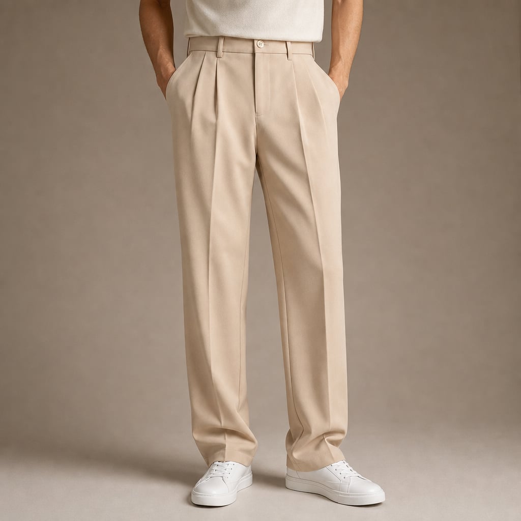 High Waisted Pants Straight Leg Tailored in Beige – Tarlano Premium Menswear
