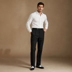 Dress Pants Pinstripe Slim Fit Black – Side Angle View