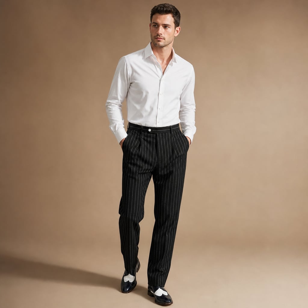 Dress Pants Pinstripe Slim Fit Black – Product Photo