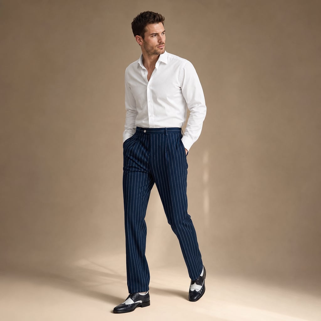Dress Pants Pinstripe Slim Fit Navy – Product Photo