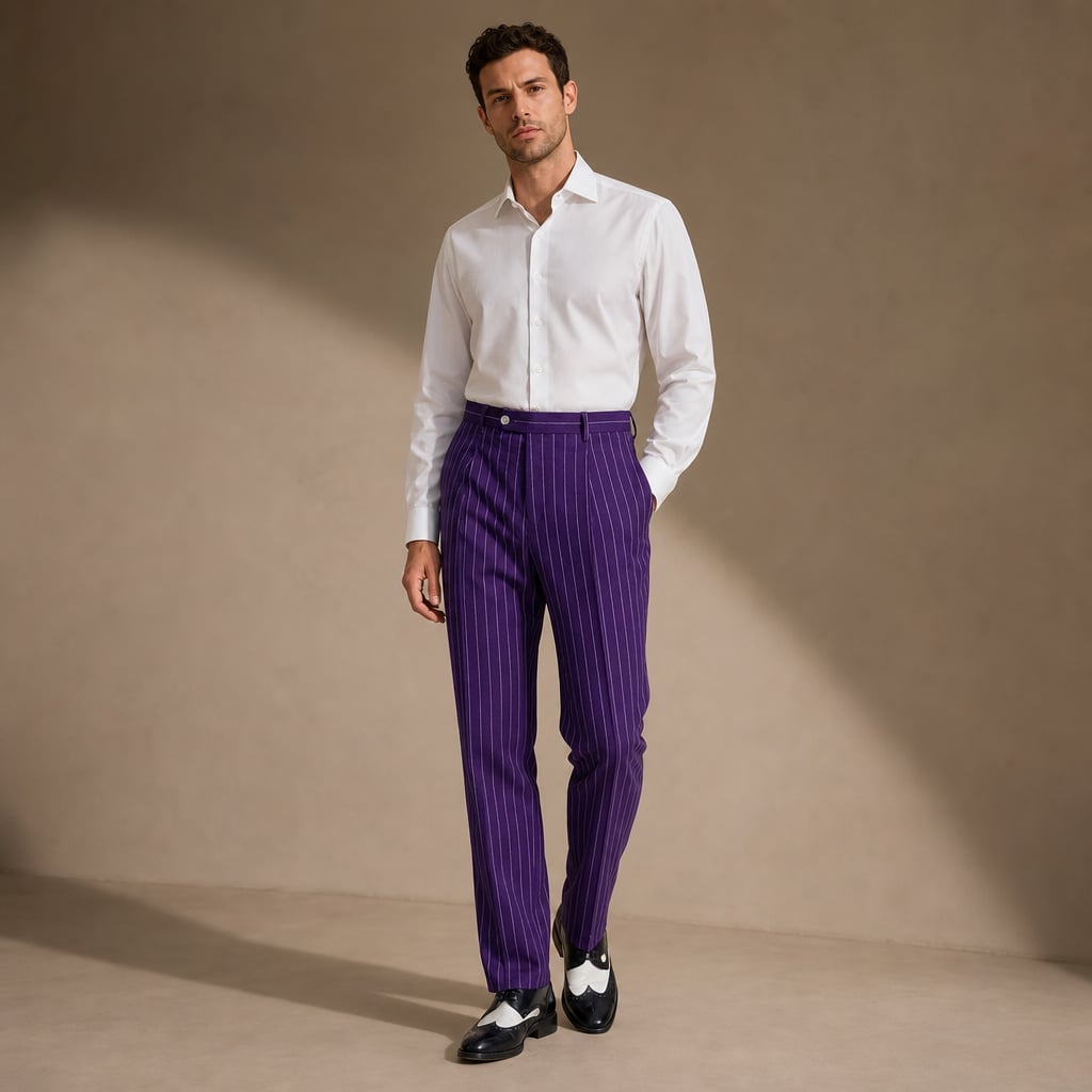 Dress Pants Pinstripe Slim Fit Purple – Product Photo