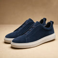 Business Casual Sneakers Suede Laceless Blue – Product Photo