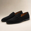 Suede Loafers Slip-On Driving Moc Toe Black – Product Photo