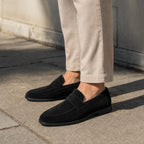 Suede Loafers Slip-On Driving Moc Toe in Black – Tarlano Premium Menswear
