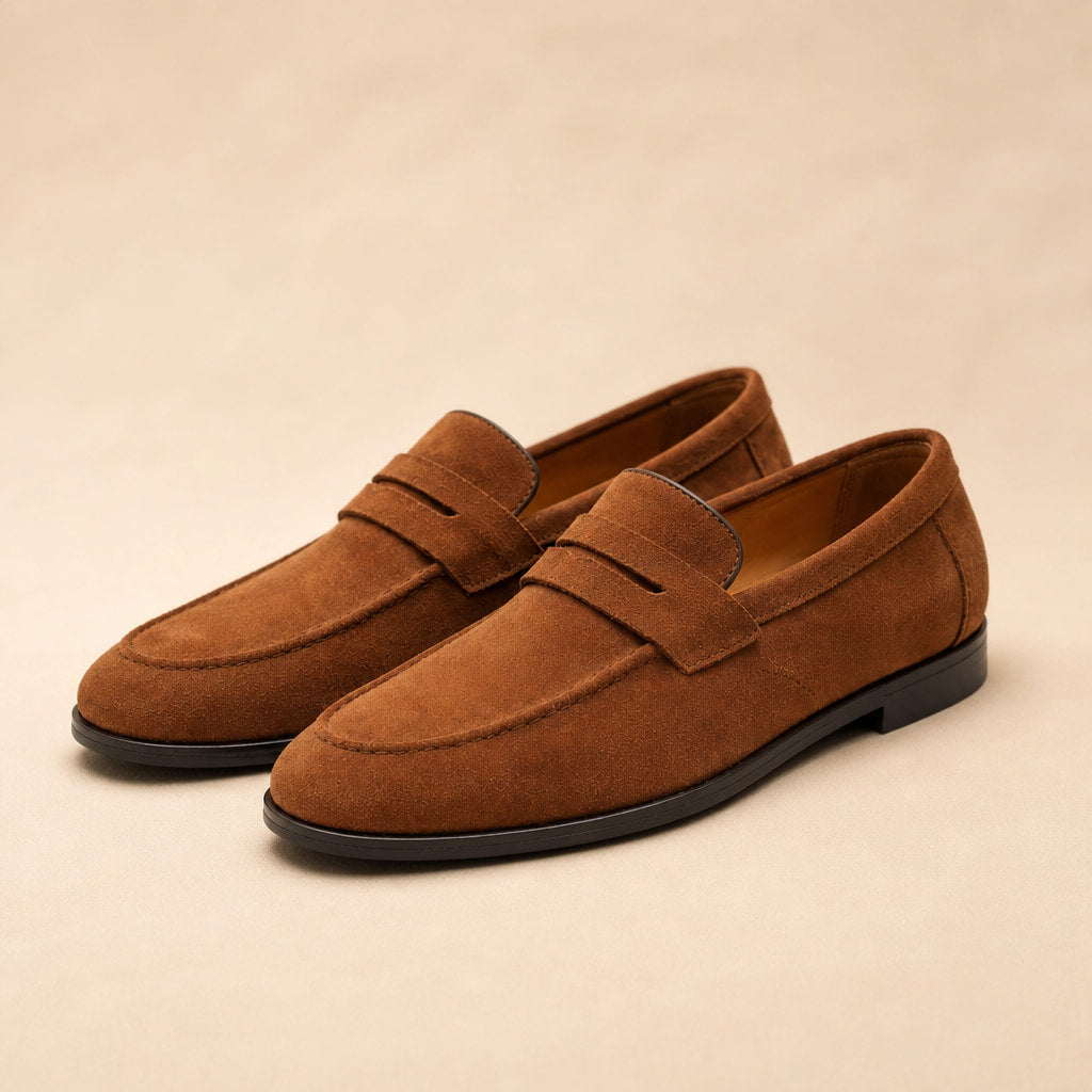 Suede Loafers Slip-On Driving Moc Toe Brown – Product Photo