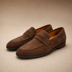 Suede Loafers Slip-On Driving Moc Toe Dark Brown – Product Photo