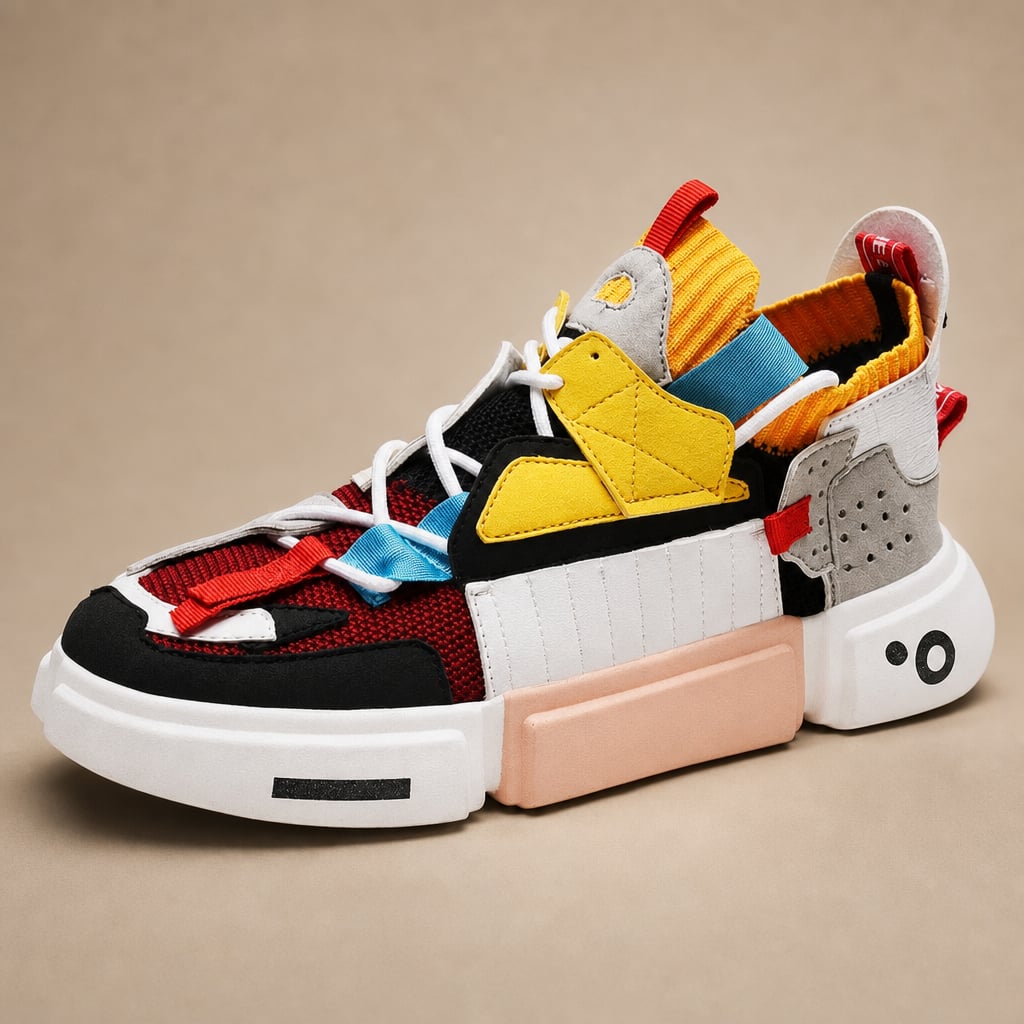 Asymmetrical Sneaker Layered Support Shock-Absorbing Sole in Red Yellow – Tarlano Premium Menswear