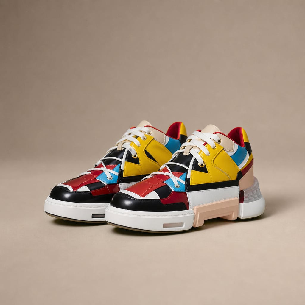 Asymmetrical Sneaker Layered Support Shock-Absorbing Sole in Red Yellow – Tarlano Premium Menswear