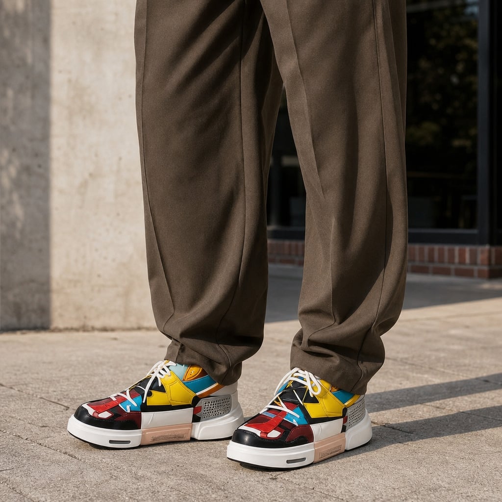 Asymmetrical Sneaker Layered Support Shock-Absorbing Sole in Red Yellow – Tarlano Premium Menswear