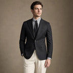 Blazer Half Lined Neapolitan Cut Black – Side Angle View